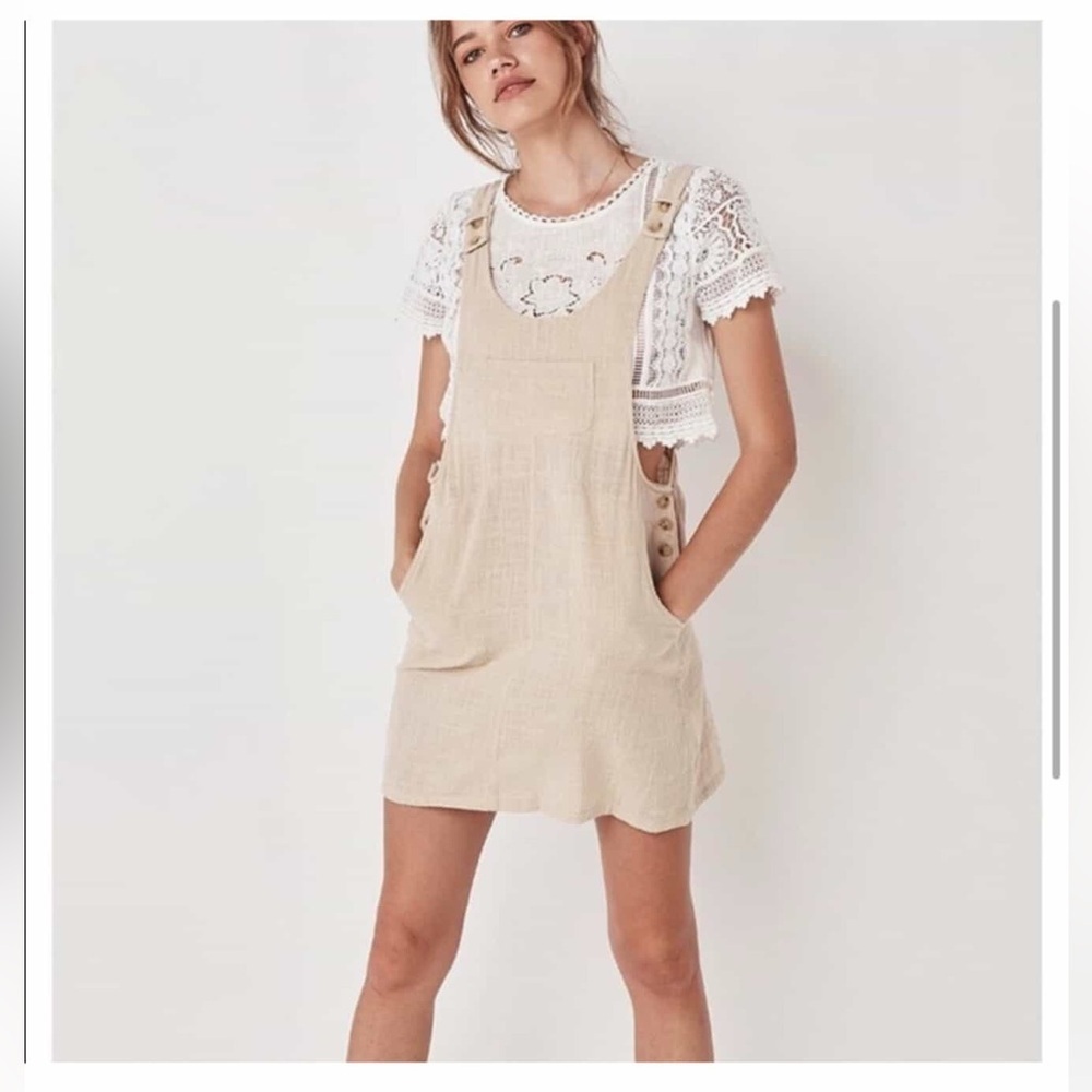 Spell And The Gypsy Collective Della Pinafore Dress- Sand- Size Small